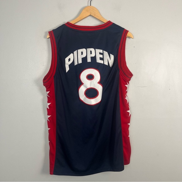 1996 Dream Team #8 Pippen Basketball Jerseys Navy White All Stitched Throwback S - Picture 6 of 7